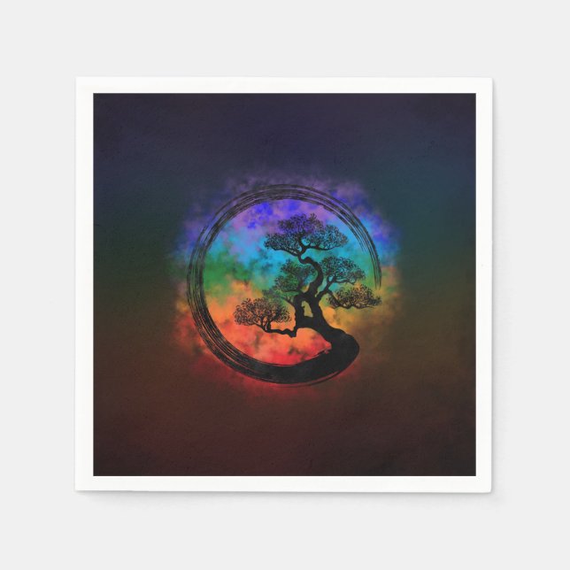 Serviette En Papier Enso Zen Circle et Bonsai Tree Nebula (Devant)