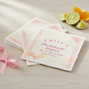 Serviette En Papier Enterrement de vie de jeune fille au cocktail rose