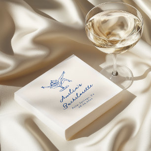 Serviette En Papier Enterrement de Vie de Jeune Fille Bleu Dessiné à l