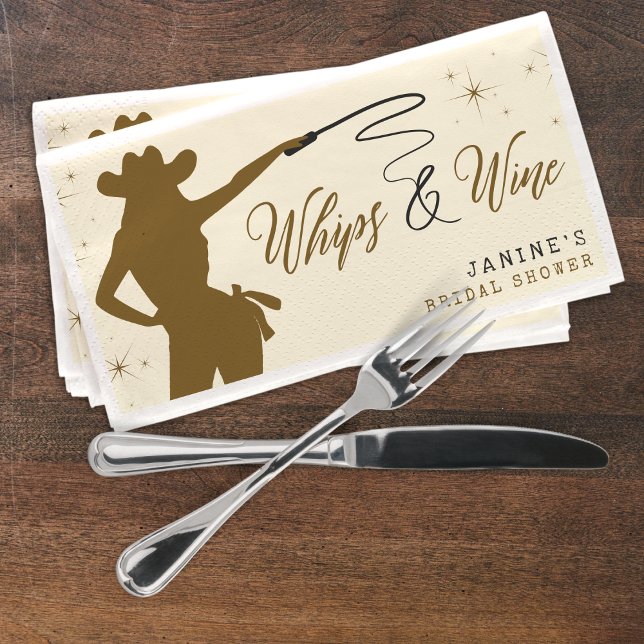 Serviette En Papier Enterrement de vie de jeune fille Cowgirl Whips &  (Whips & Wine Cowgirl Bridal Shower Paper Guest Towels
)