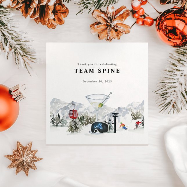 Serviette En Papier Enterrement de vie de jeune fille Ski Aquarelle Go (Créateur téléchargé)