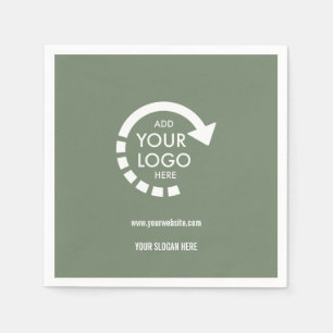 Serviette En Papier Entreprise de logo personnalisé   Sage Green