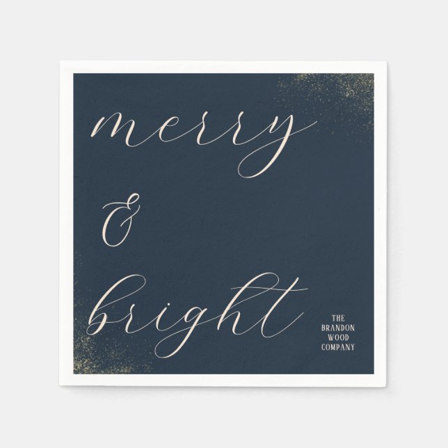 Serviette En Papier Entreprise Marine et Gold Holiday (Devant)