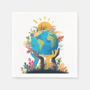 Serviette En Papier Environnement - Illustration de la Terre avec la m