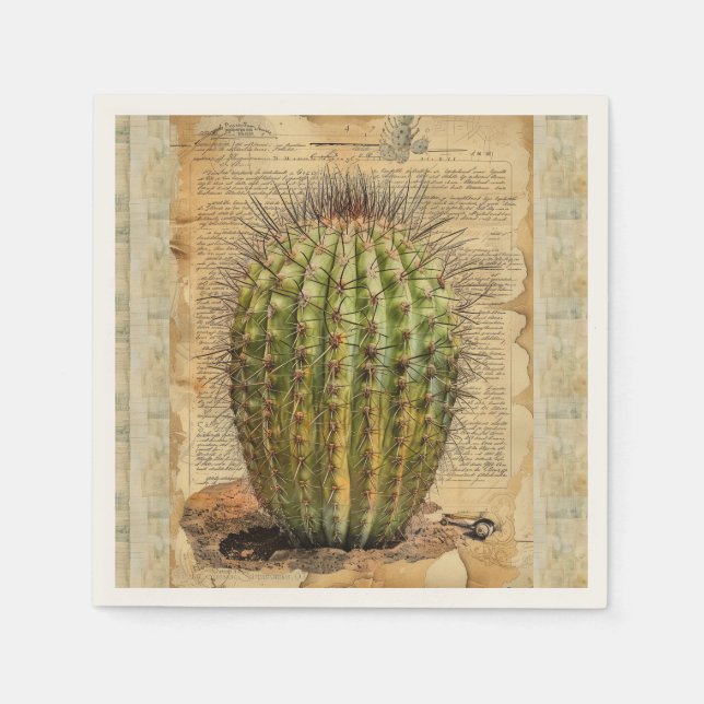 Serviette En Papier Ephémère du Plante Barrel Cactus (Devant)