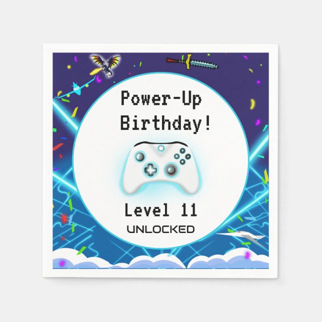 Serviette En Papier Epic Gamer Happy 11 Anniversaire Invitation Critic (Devant)