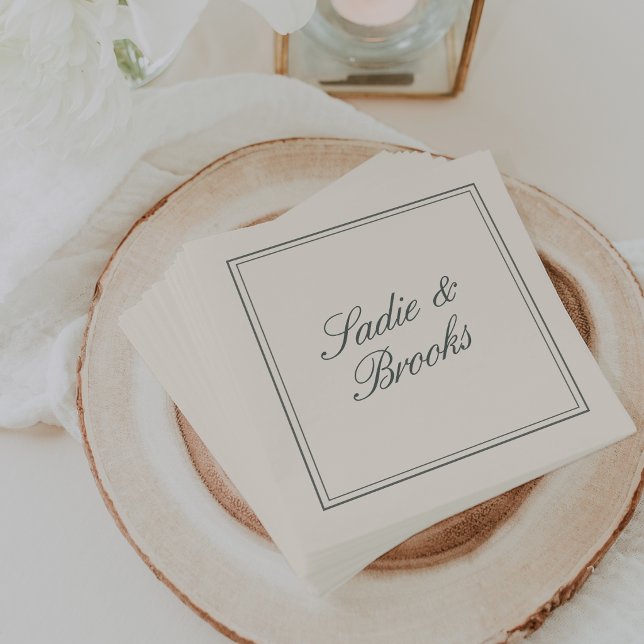 Serviette En Papier Épicéa fumé | Écriture classique de mariage (Créateur téléchargé)