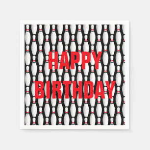Serviette En Papier épingles de bowling d'anniversaire sur noir