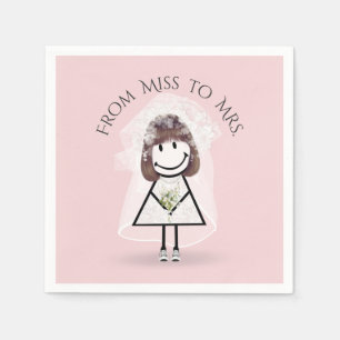 Serviette En Papier Épouse fille en Basket avec Daisy Bouquet