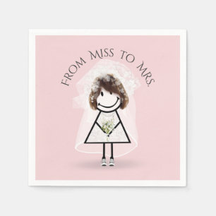 Serviette En Papier Épouse fille en Basket avec Daisy Bouquet