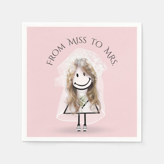 Serviette En Papier Épouse fille en Basket avec Daisy Bouquet (Devant)