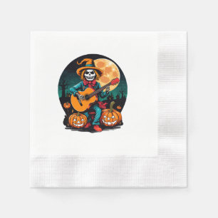 Serviette En Papier épouvantail joue de la guitare et célèbre Hallowee