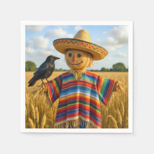 Serviette En Papier Épouvantail portant un sombrero et un poncho