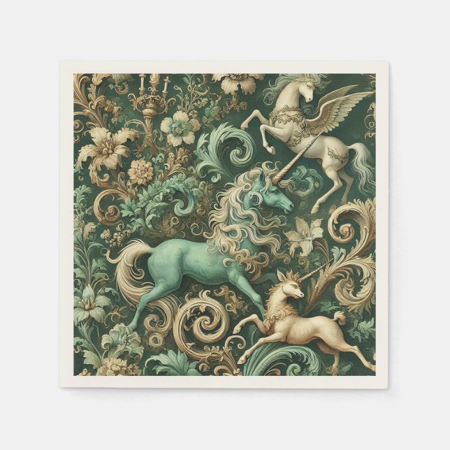 Serviette En Papier Equinoxe céleste - licorne mythique (Devant)