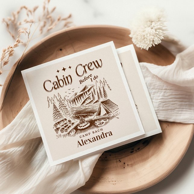 Serviette En Papier Équipe Cabine de camp avant bachelorette (Créateur téléchargé)