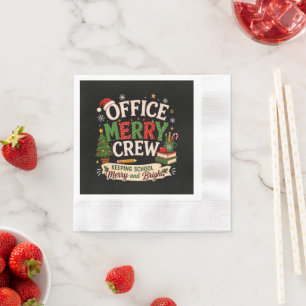 Serviette En Papier Équipe de bureau de Noël joyeuse qui garde l'école