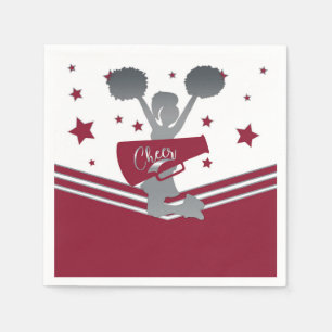 Serviette En Papier Équipe de Cheerleading Marron & Étoiles Argentées
