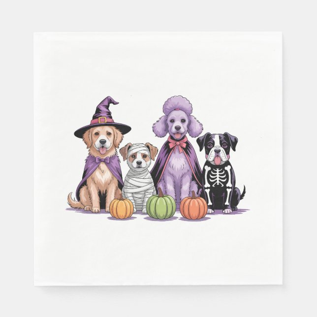 Serviette En Papier Équipe de chien d'Halloween (Devant)