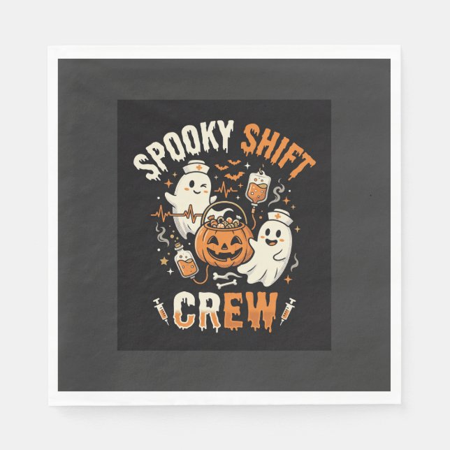 Serviette En Papier Équipe de fantômes d'infirmières d'Halloween (Devant)