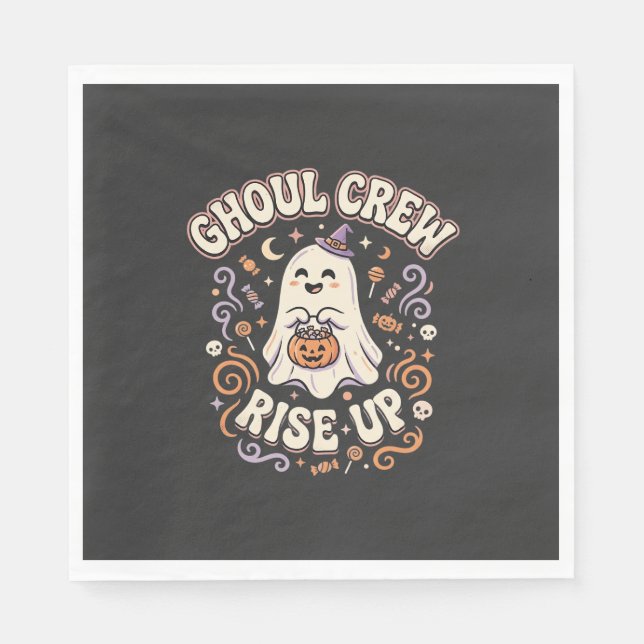 Serviette En Papier Équipe de fantômes et de goules d'Halloween (Devant)