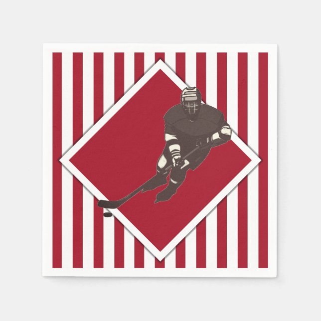 Serviette En Papier Équipe de hockey Serviettes Rouges (Devant)