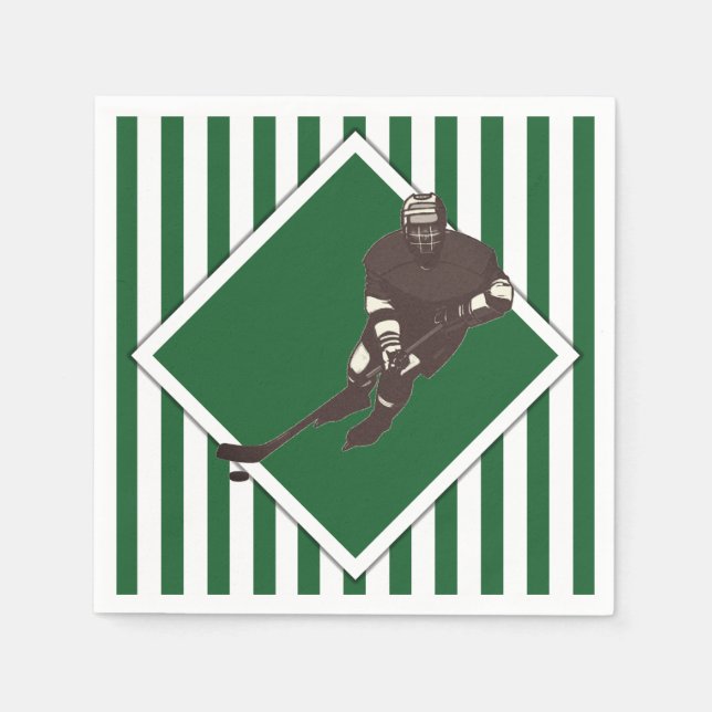 Serviette En Papier Équipe de hockey vert (Devant)
