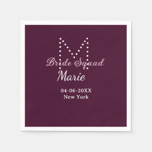 Serviette En Papier Équipe de la mariée ajoutez nom monogramme demoise