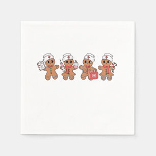 Serviette En Papier Équipe de Noël Santa Gingerbread Infirmière Squad