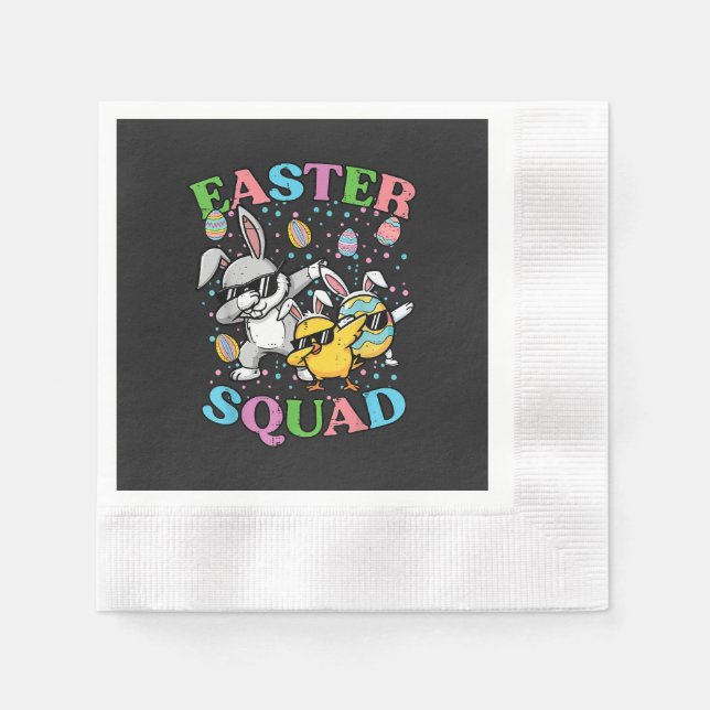 Serviette En Papier Équipe de Pâques Lapin Œuf Poussin Dab Équipage As (Devant)