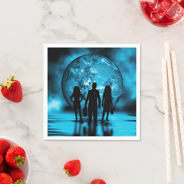 Serviette En Papier Équipe d'entreprise Silhouette Futuriste (Créateur téléchargé)