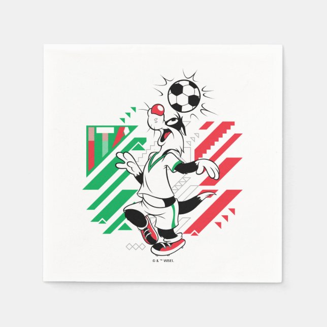 Serviette En Papier Équipe d'Italie de football Graphique SYLVESTER™ (Devant)