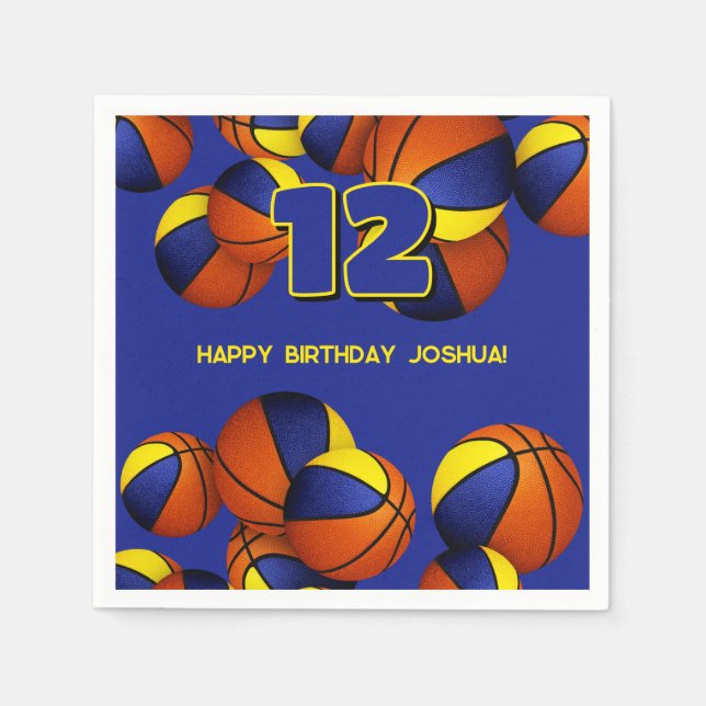 Serviette En Papier équipe d'or bleu couleurs basket-ball (Devant)