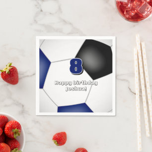 Serviette En Papier équipe noire bleu couleurs soccer enfants sport