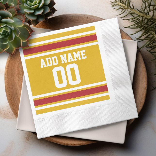 Serviette En Papier Équipe sportive Jersey avec nom et numéro personna (Custom Party Napkins)