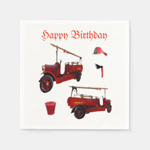 Serviette En Papier Équipement Vintage Rouge Et Logo D'Anniversaire,
