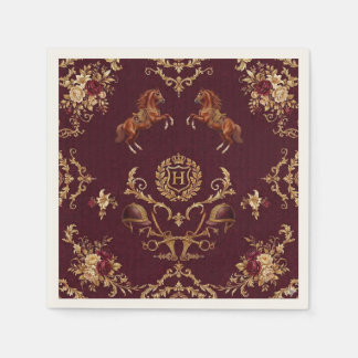 Serviette En Papier Équitation de Luxe Bourgogne et Or