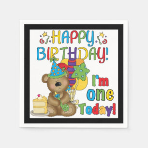 Serviette En Papier ęr Serviettes de papier d'anniversaire d'ours de