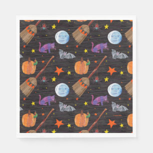 Serviette En Papier Eric Carle   Caterpillar Black Halloween Motif