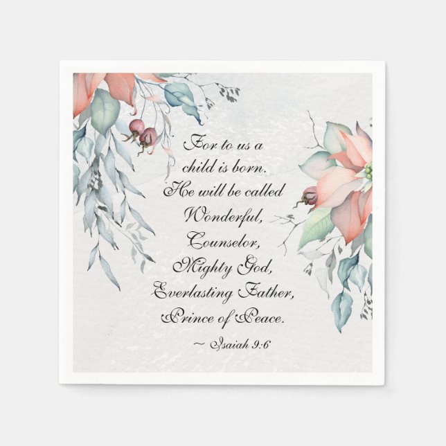 Serviette En Papier Ésaïe 9:6 Il sera appelé Merveilleux...Noël (Devant)