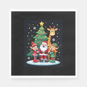 Serviette En Papier Escadron de Noël Père Noël Giraffe Elf Dabbing Cor
