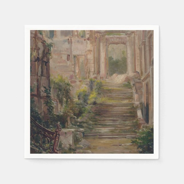Serviette En Papier Escaliers des ruines du château Saint-Cloud (Devant)