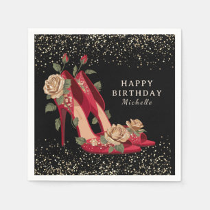 Serviette En Papier Escarpins Rouges Personnalisés Fête d'Anniversaire