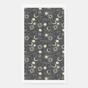Serviette En Papier espace céleste soleil lune galaxie planète beige