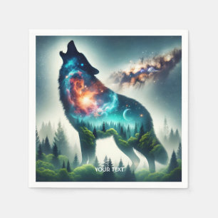 Serviette En Papier Espace forestier Imaginaire loup mignon