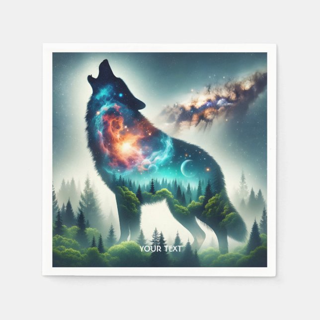 Serviette En Papier Espace forestier Imaginaire loup mignon (Devant)