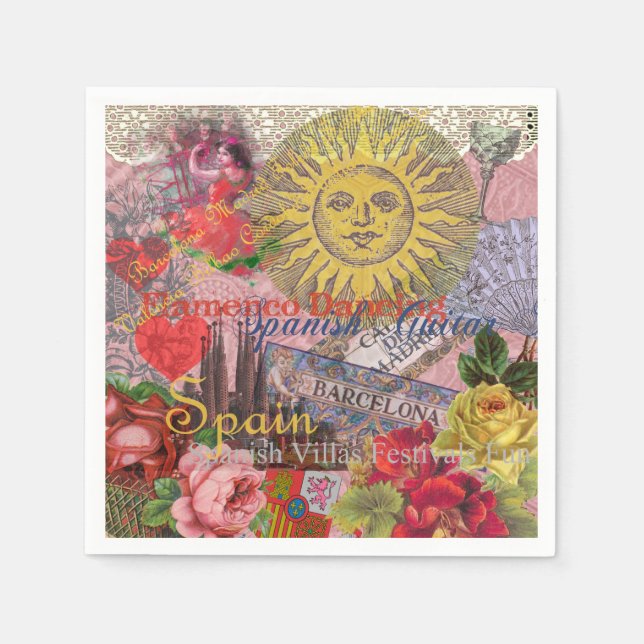 Serviette En Papier Espagne Sunshine Espagnol Travel Art (Devant)