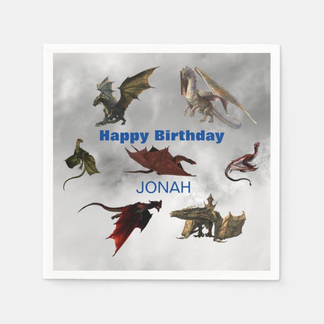 Serviette En Papier Espèces de dragons Fantaisie amusante Anniversaire (Devant)