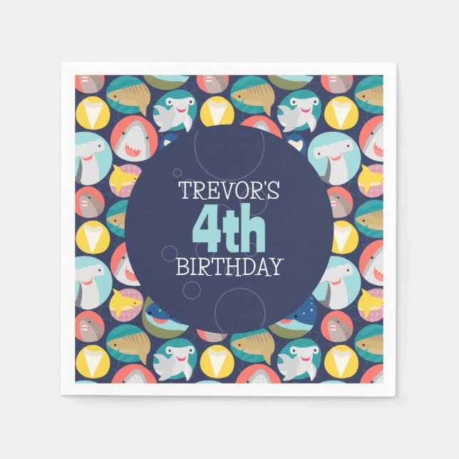 Serviette En Papier Espèces de requins mignons (Devant)