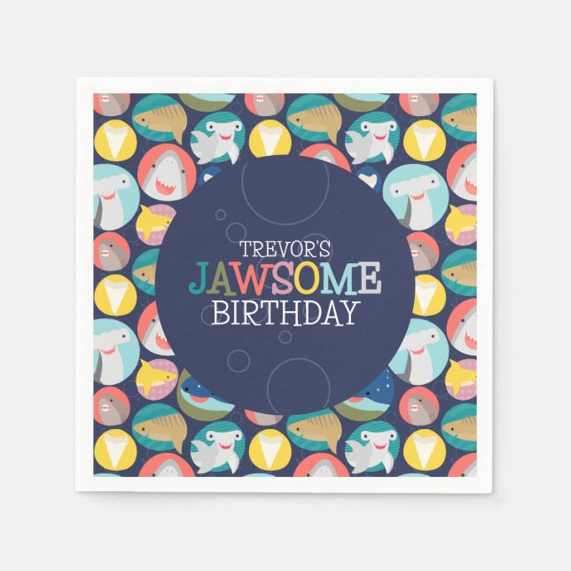 Serviette En Papier Espèces de requins mignons (Devant)