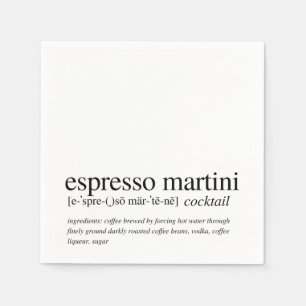 Serviette En Papier Espresso Martini Citation moderne Typographie noir
